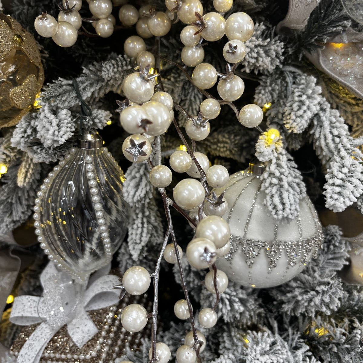 Cream Pearl Berry Spray - My Christmas