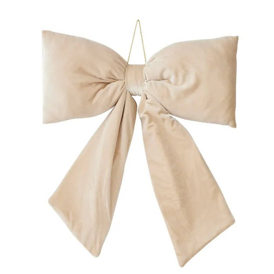 Cream Velvet Bow Decoration - Large - My Christmas