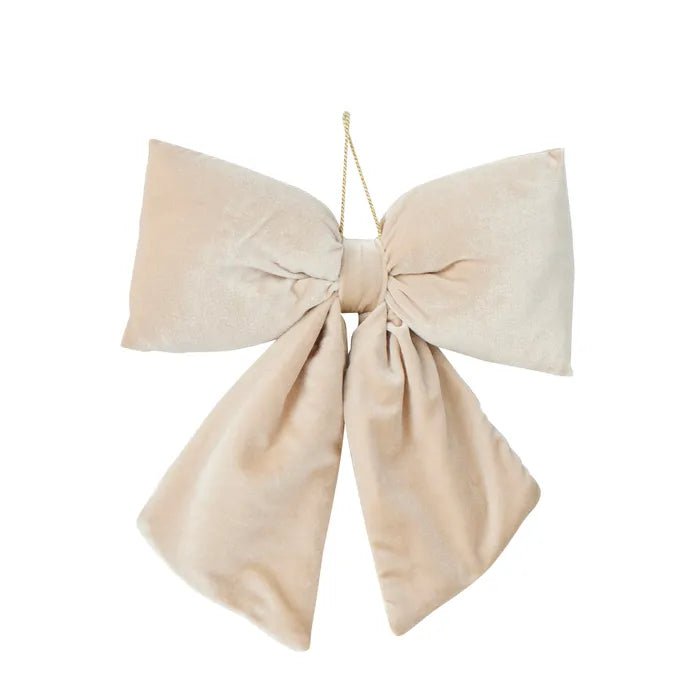 Cream Velvet Bow Decoration - Medium - My Christmas