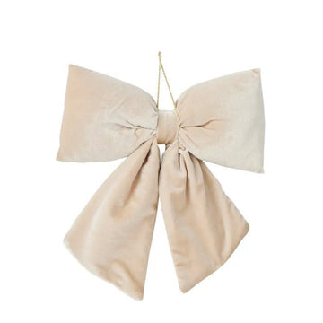 Cream Velvet Bow Decoration - Medium - My Christmas