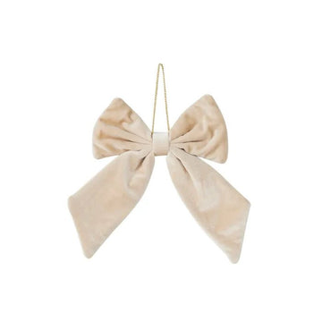 Cream Velvet Bow Decoration - Small - My Christmas