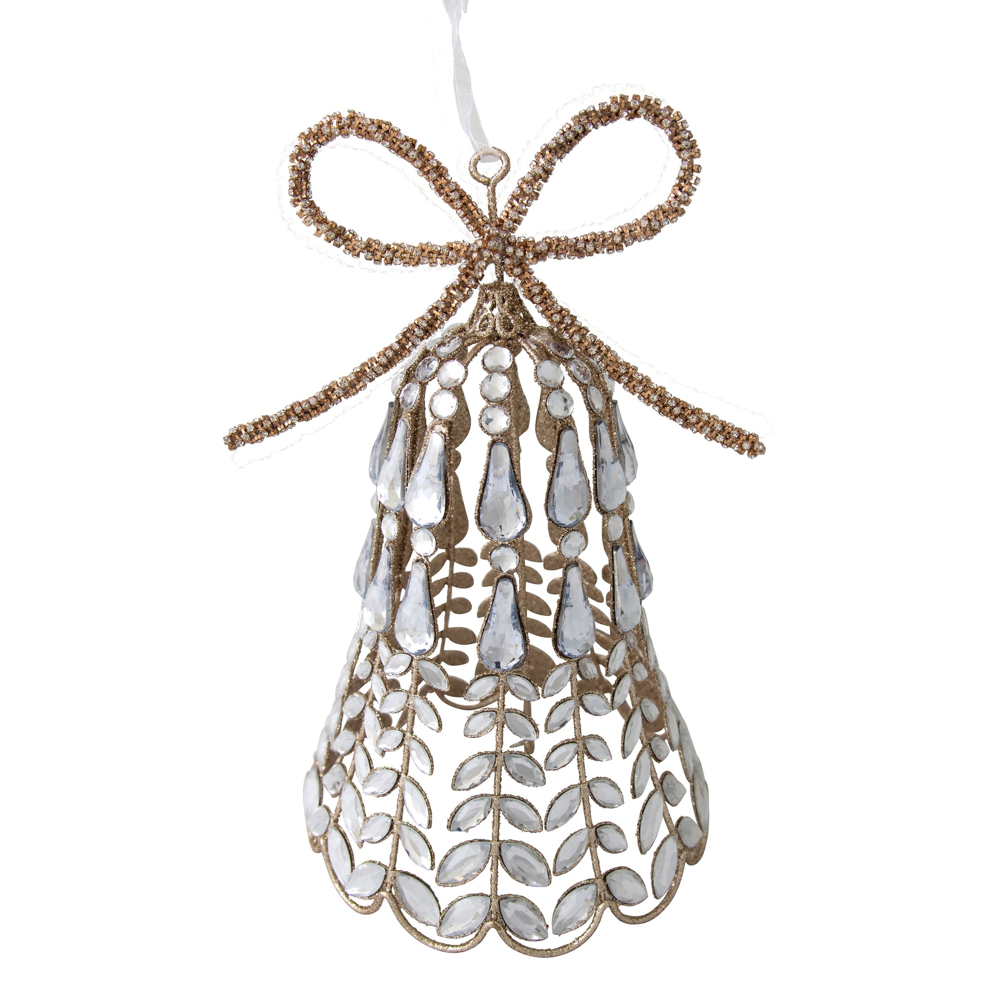 Crystal Hanging Bow Bell - Large - My Christmas