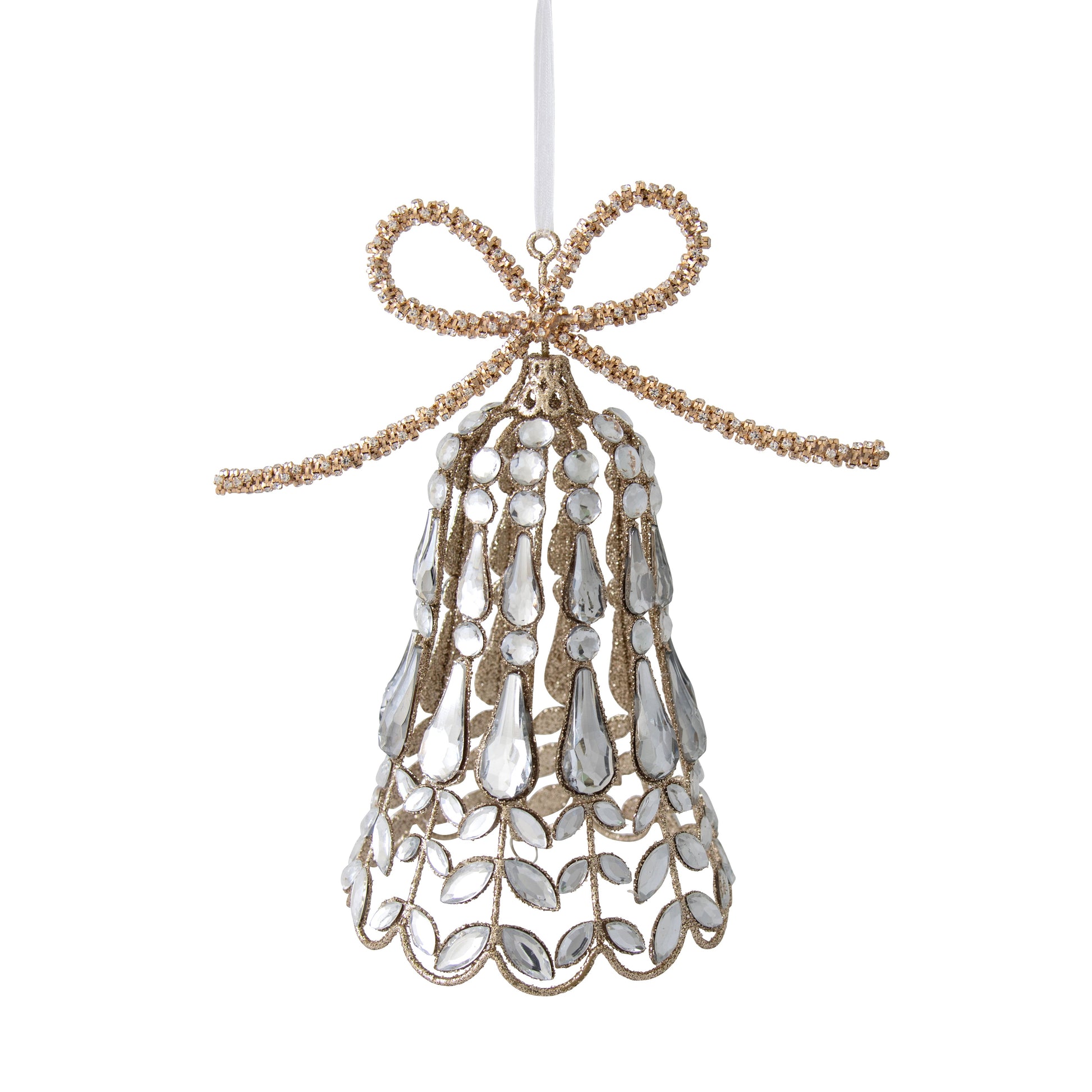 Crystal Hanging Bow Bell - Small - My Christmas