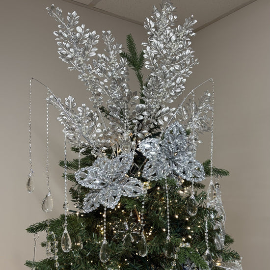 Crystal Silver Poinsettia Stem - My Christmas