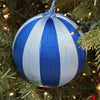 Dark Blue & Blue Silk Stripe Bauble - Small - My Christmas