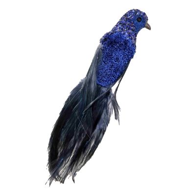 Dark Blue Faux Feather Bird - My Christmas