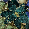 Dark Emerald Gold Poinsettia with Clip - My Christmas