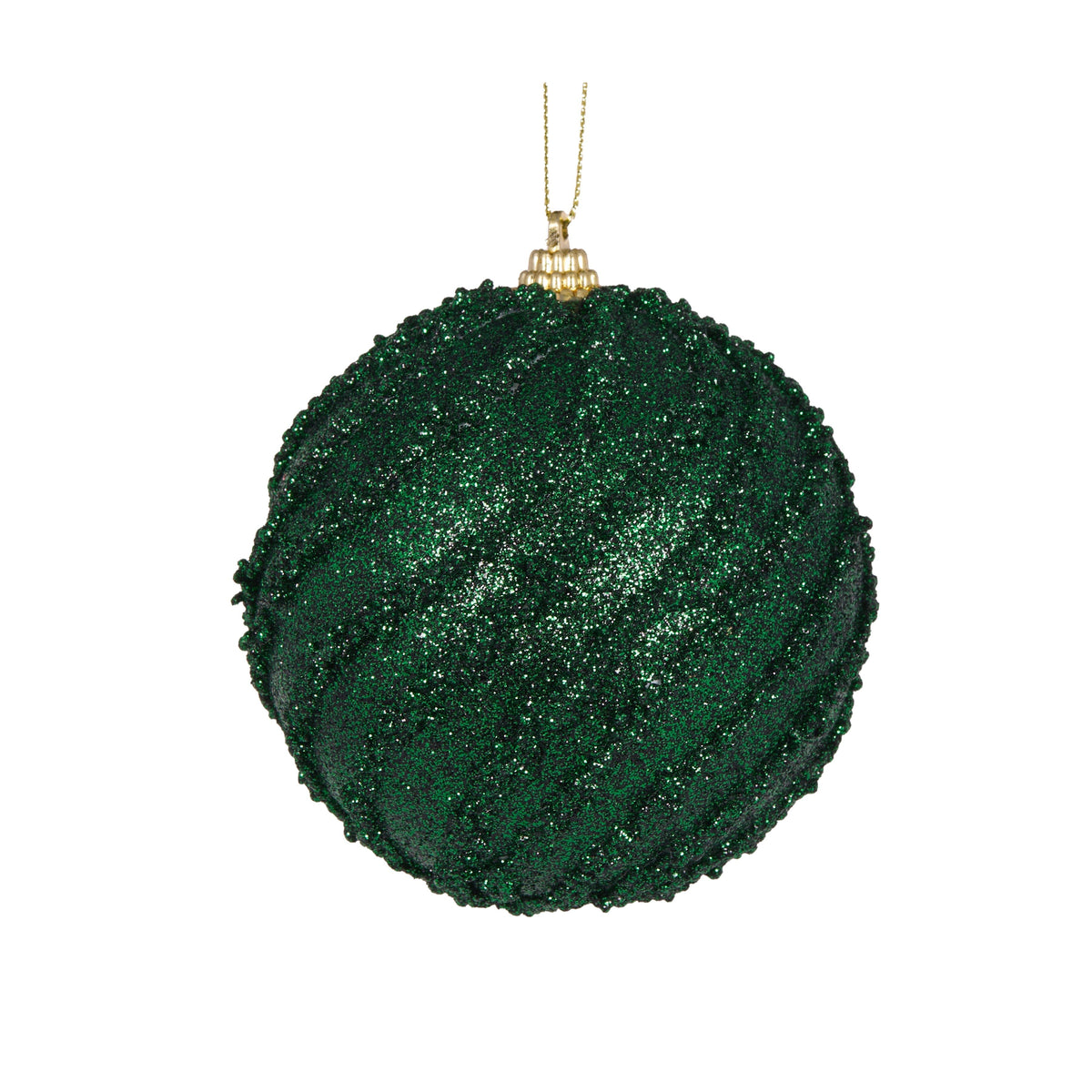 Dark Green Glittered Swirl Bauble - My Christmas