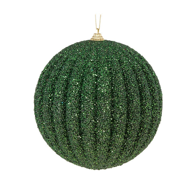 Dark Green Textured Rib Bauble - Various Sizes - My Christmas