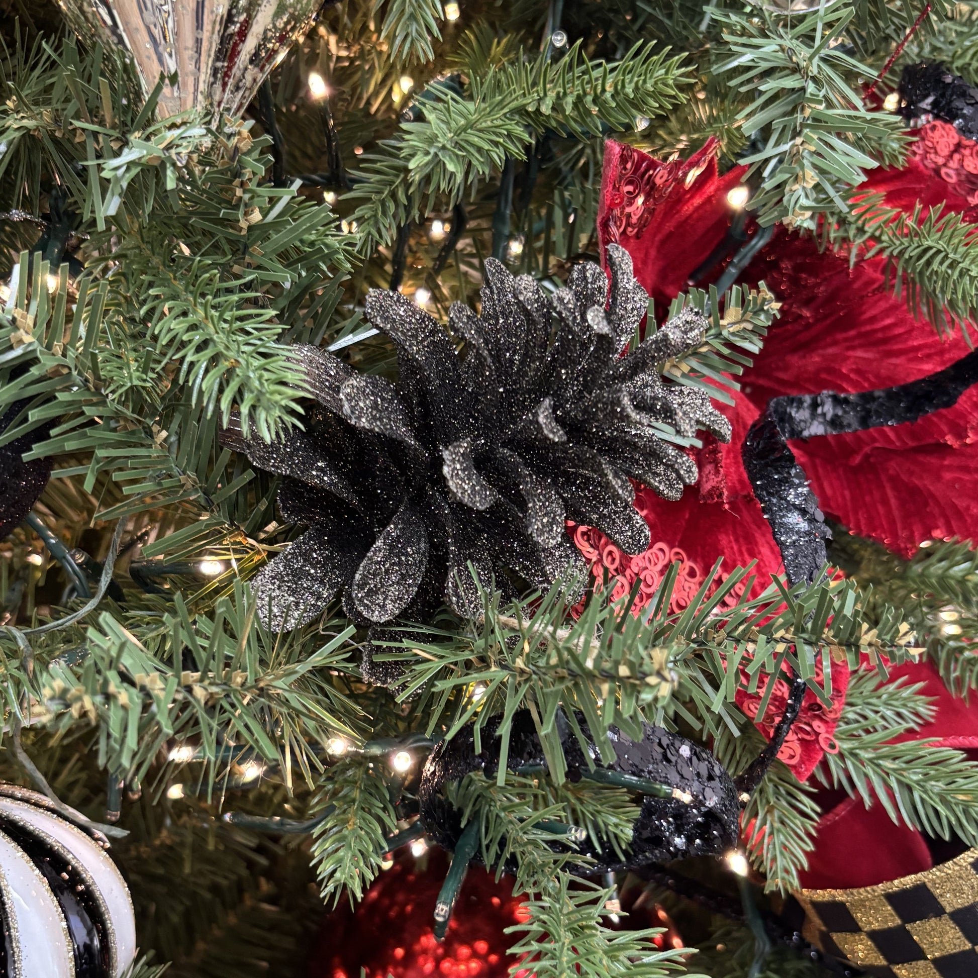 Dark Olive Glitter Pinecone Ornament - My Christmas