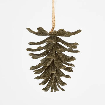 Dark Olive Glitter Pinecone Ornament - My Christmas
