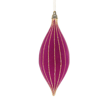Dark Purple Velvet Striped Shuttle Ornament - My Christmas