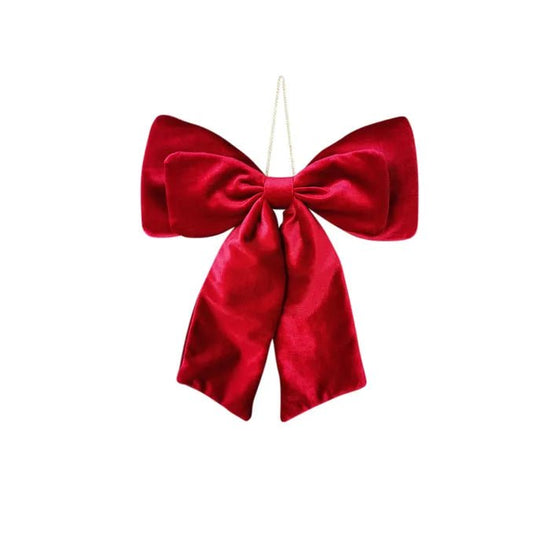 Dark Red Hanging Bow Velvet - My Christmas