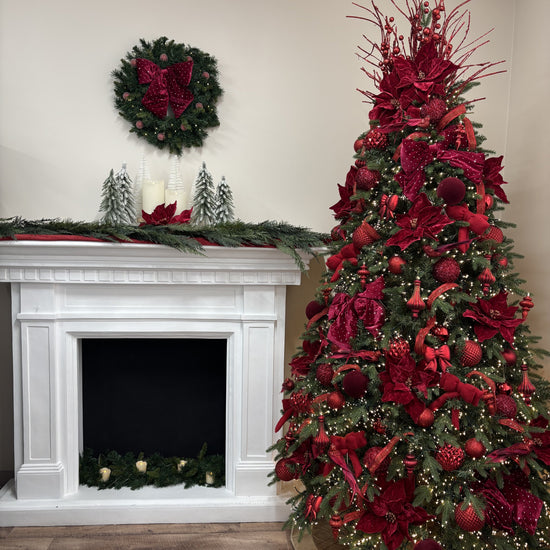 Dark Red with Dot Hanging Bow Velvet - Medium - My Christmas