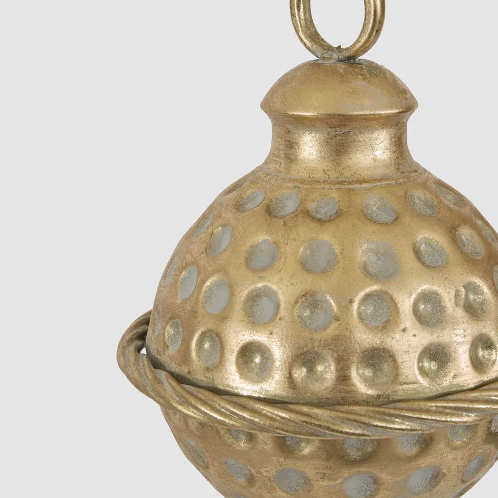 Dimple Hanging Bell Gold - 15cm - My Christmas