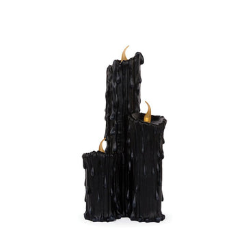 Dripping Black LED Candle Trio - My Christmas