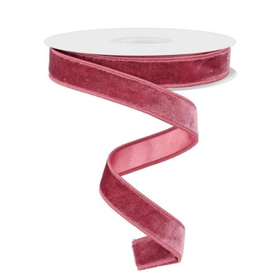Dusty Rose Deluxe Velvet Ribbon with Satin Backing - 7/8" wide - My Christmas