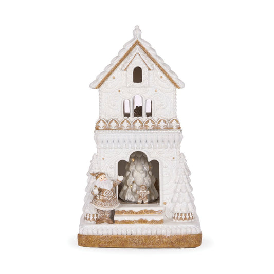 Elaborate LED Gingerbread House with Santa - My Christmas