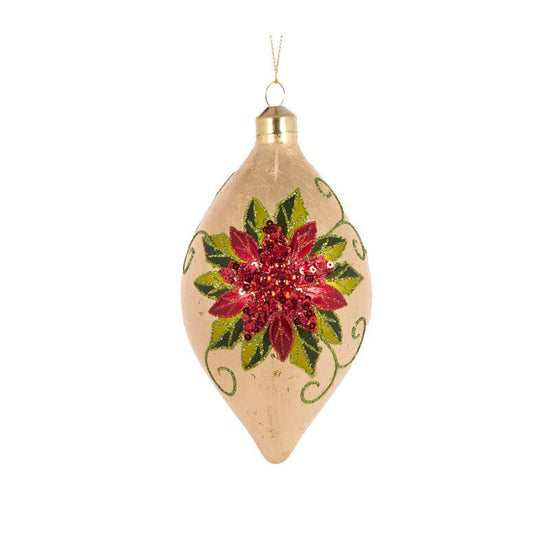 Elaborate Sequin Poinsettia Drop Bauble - My Christmas