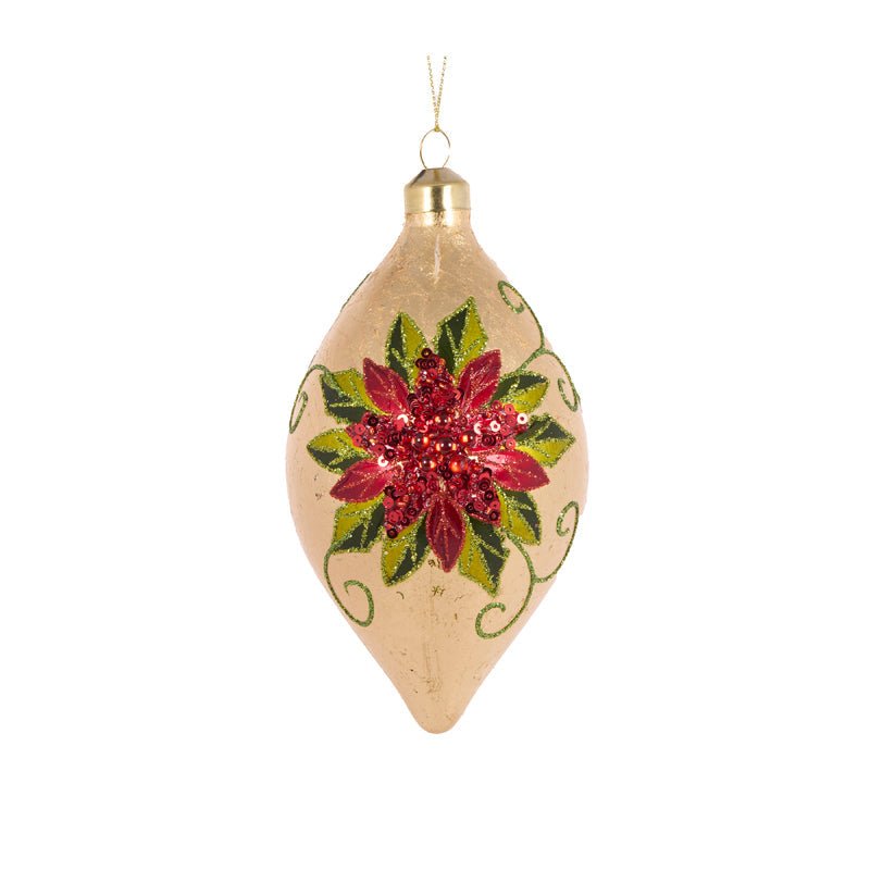 Elaborate Sequin Poinsettia Drop Bauble - My Christmas