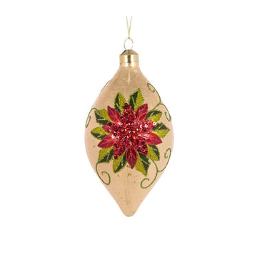 Elaborate Sequin Poinsettia Drop Bauble - My Christmas