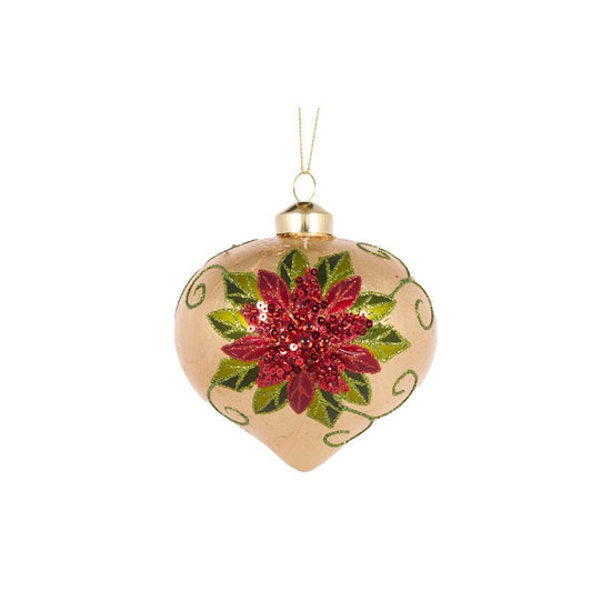 Elaborate Sequin Poinsettia Onion Bauble - My Christmas