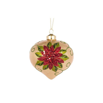 Elaborate Sequin Poinsettia Onion Bauble - My Christmas