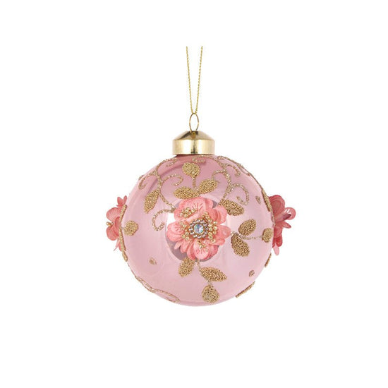 Embellished Pink Poppy Bauble - My Christmas