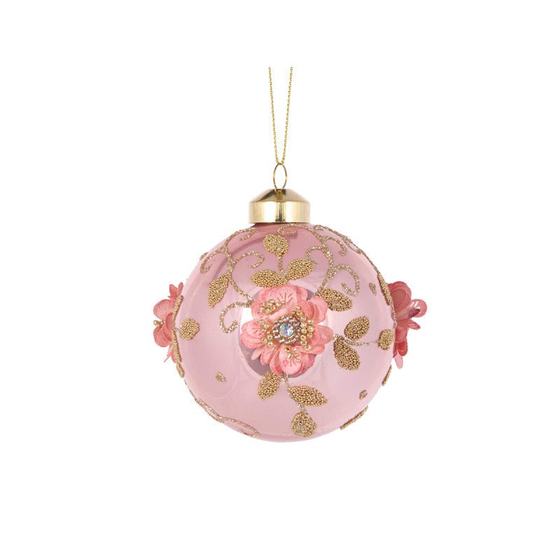 Embellished Pink Poppy Bauble - My Christmas