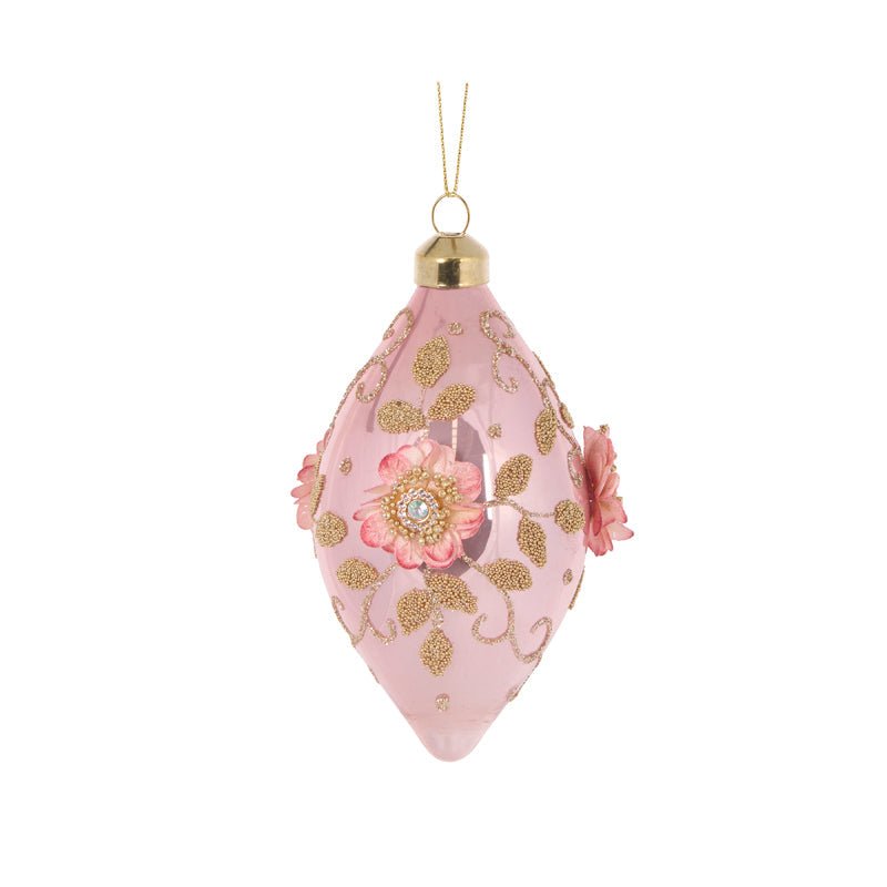 Embellished Pink Poppy Drop Bauble - My Christmas
