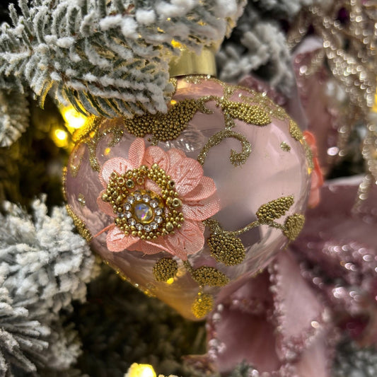 Embellished Pink Poppy Onion Bauble - My Christmas