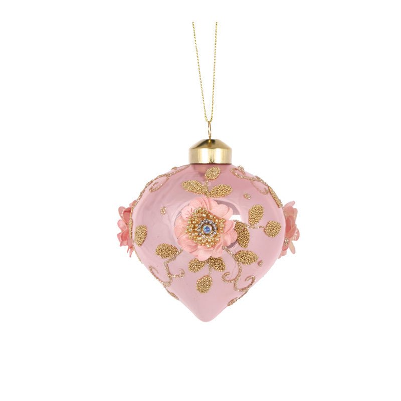 Embellished Pink Poppy Onion Bauble - My Christmas
