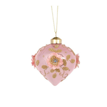 Embellished Pink Poppy Onion Bauble - My Christmas