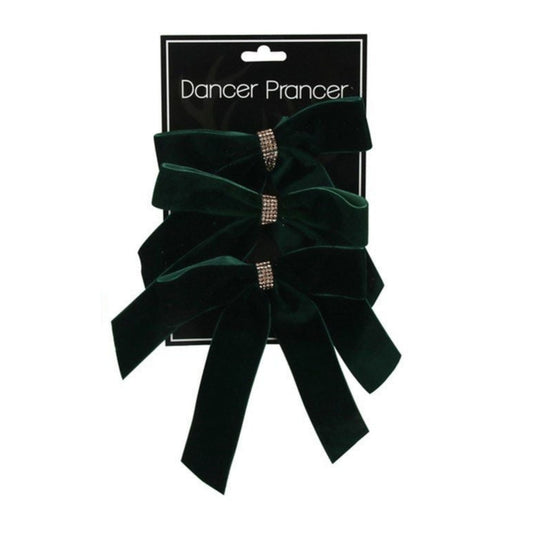 Emerald Bows with Diamonte Details - Pack of 3 - My Christmas