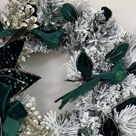 Emerald Envy Flocked Wreath - 45cm - My Christmas