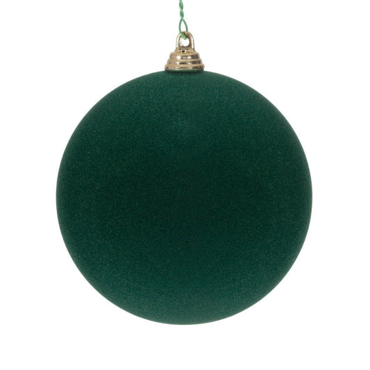 Emerald Green Flocked Bauble - Various Sizes - My Christmas