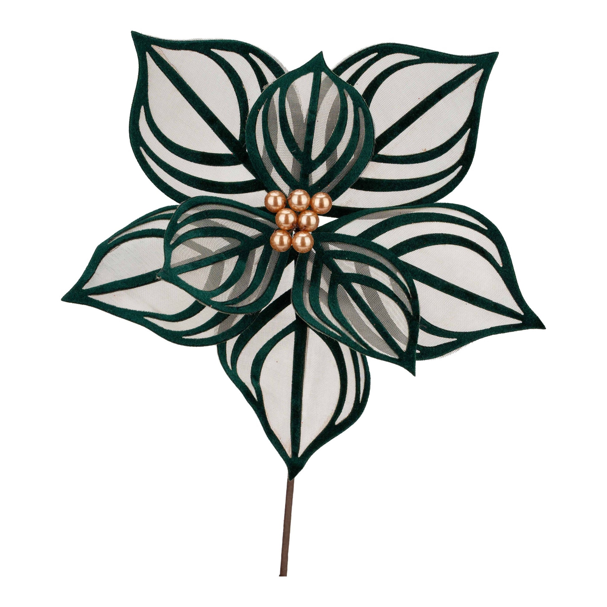 Emerald Sheer Lined Flower Pick - My Christmas