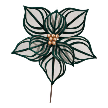 Emerald Sheer Lined Flower Pick - My Christmas