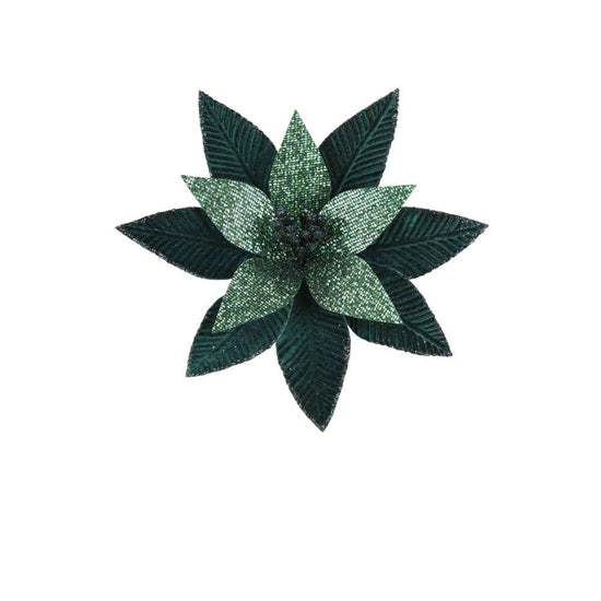 Emerald Velvet Glitter Poinsettia - My Christmas