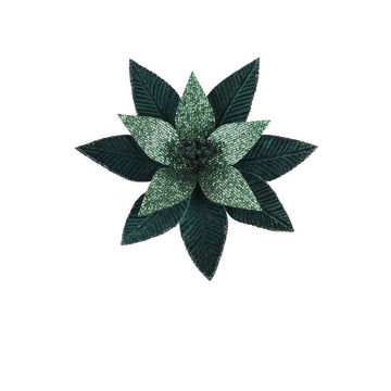 Emerald Velvet Glitter Poinsettia - My Christmas