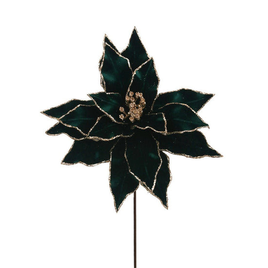 Emerald Velvet Poinsettia with Glitter Details - My Christmas