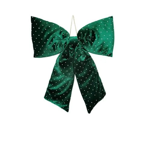 Emerald with Dot Hanging Bow Velvet - Large - My Christmas