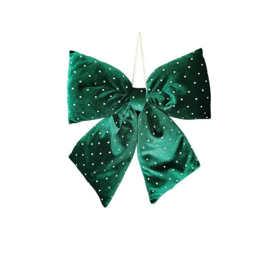 Emerald with Dot Hanging Bow Velvet - Medium - My Christmas