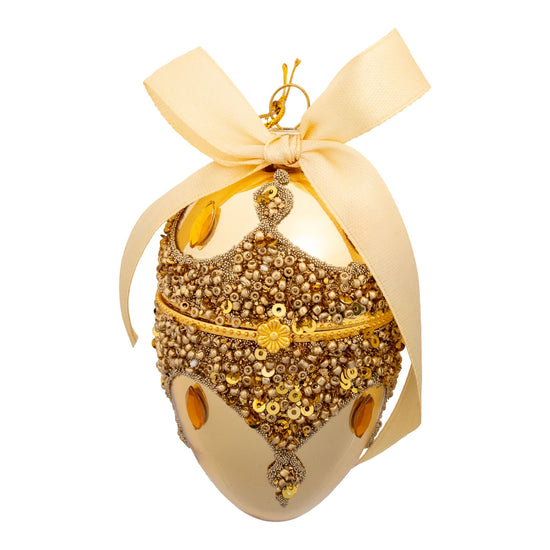 Encrusted Gold Egg Hanging Trinket Box - My Christmas