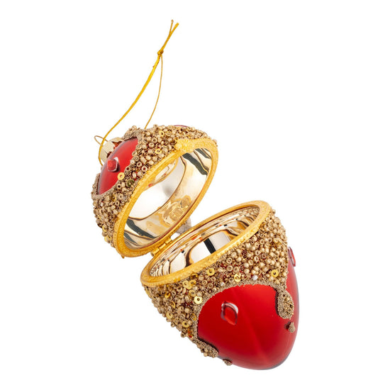 Encrusted Red Egg Hanging Trinket Box - My Christmas