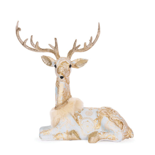Exquisite Blue Jacquard Lying Reindeer - My Christmas