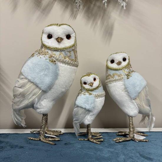 Exquisite Blue Jacquard Owl - Medium - My Christmas