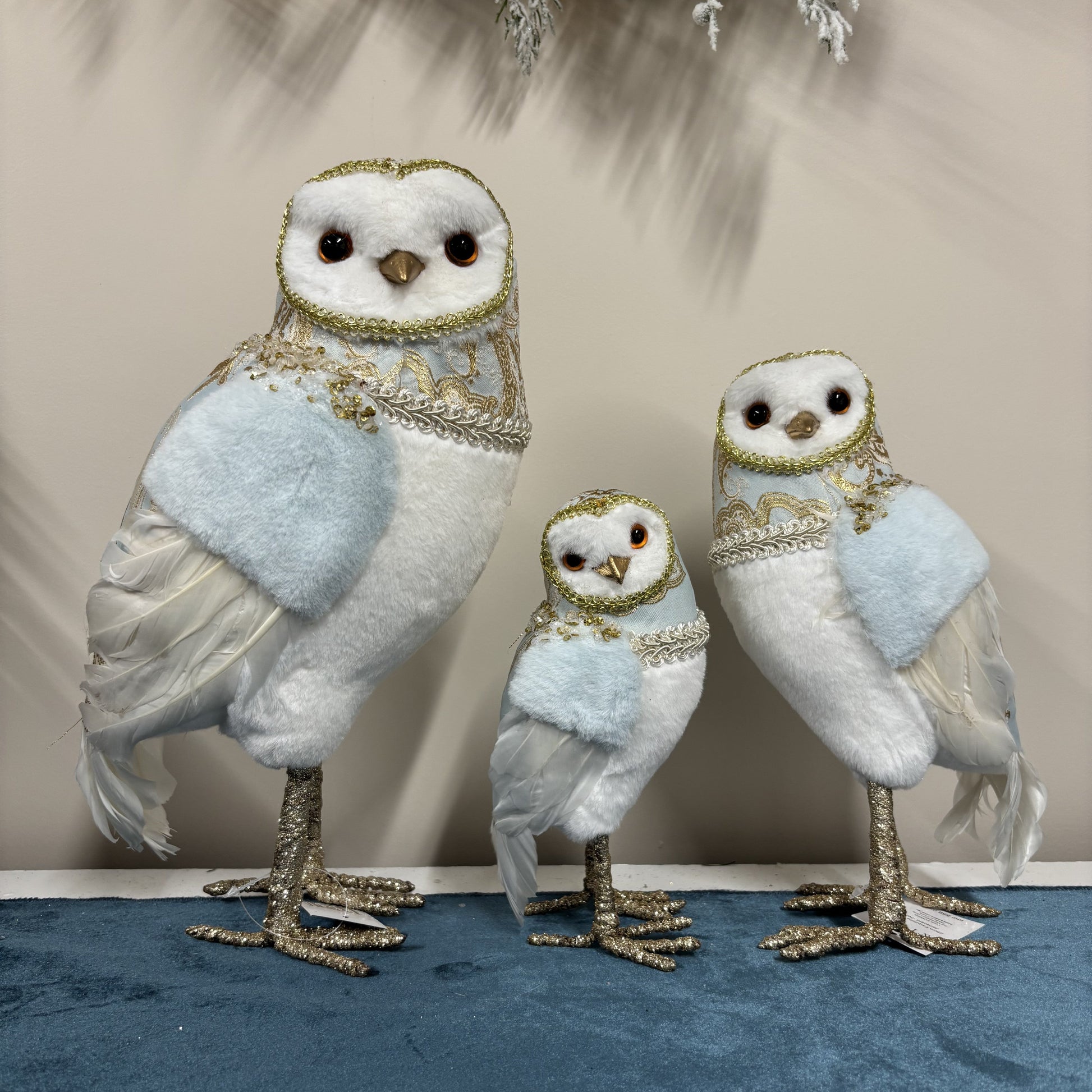 Exquisite Blue Jacquard Owl - Medium - My Christmas