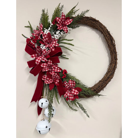 Farmhouse Check Wreath - 50cm - My Christmas