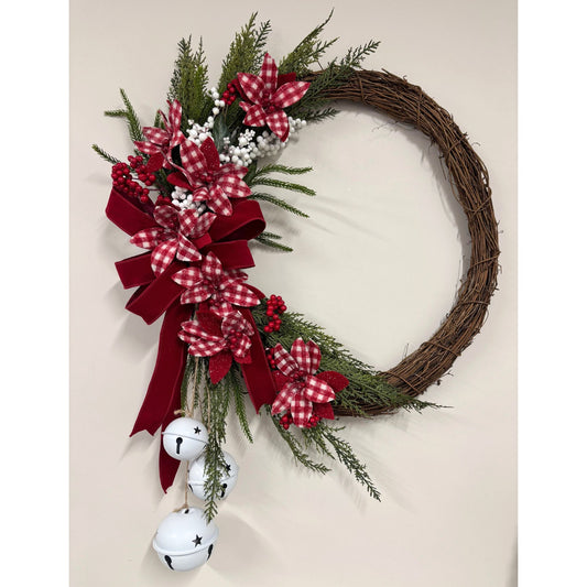 Farmhouse Check Wreath - 50cm - My Christmas